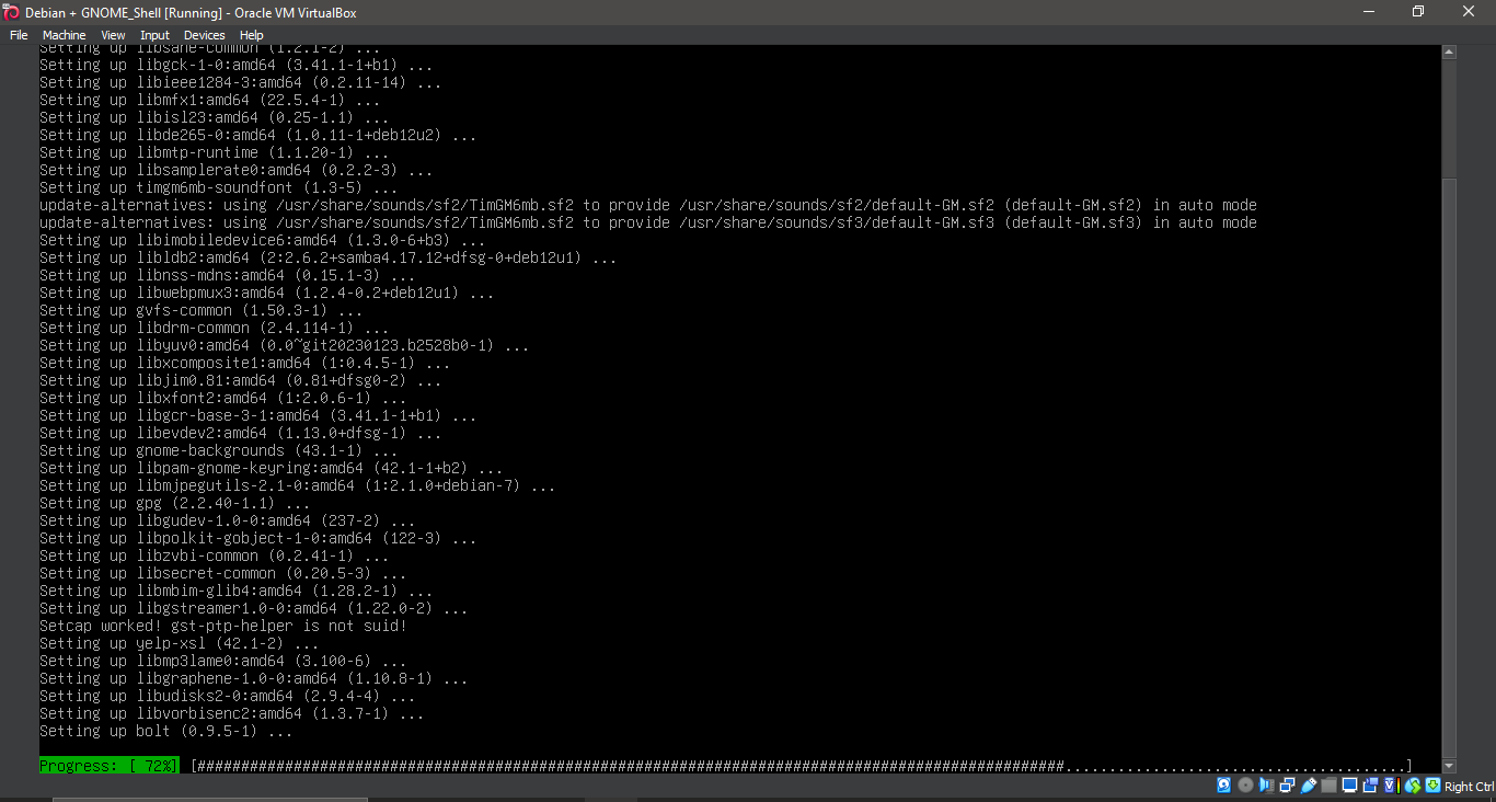 Running 'apt install gnome-shell'